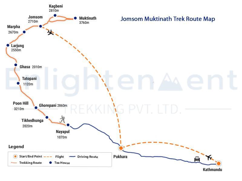 Jomsom Muktinath Trek route map